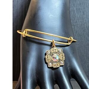 Alex and Ani Bride Charm Bangle 2018 Gold Tone Adjustable Wedding Gift Bracelet